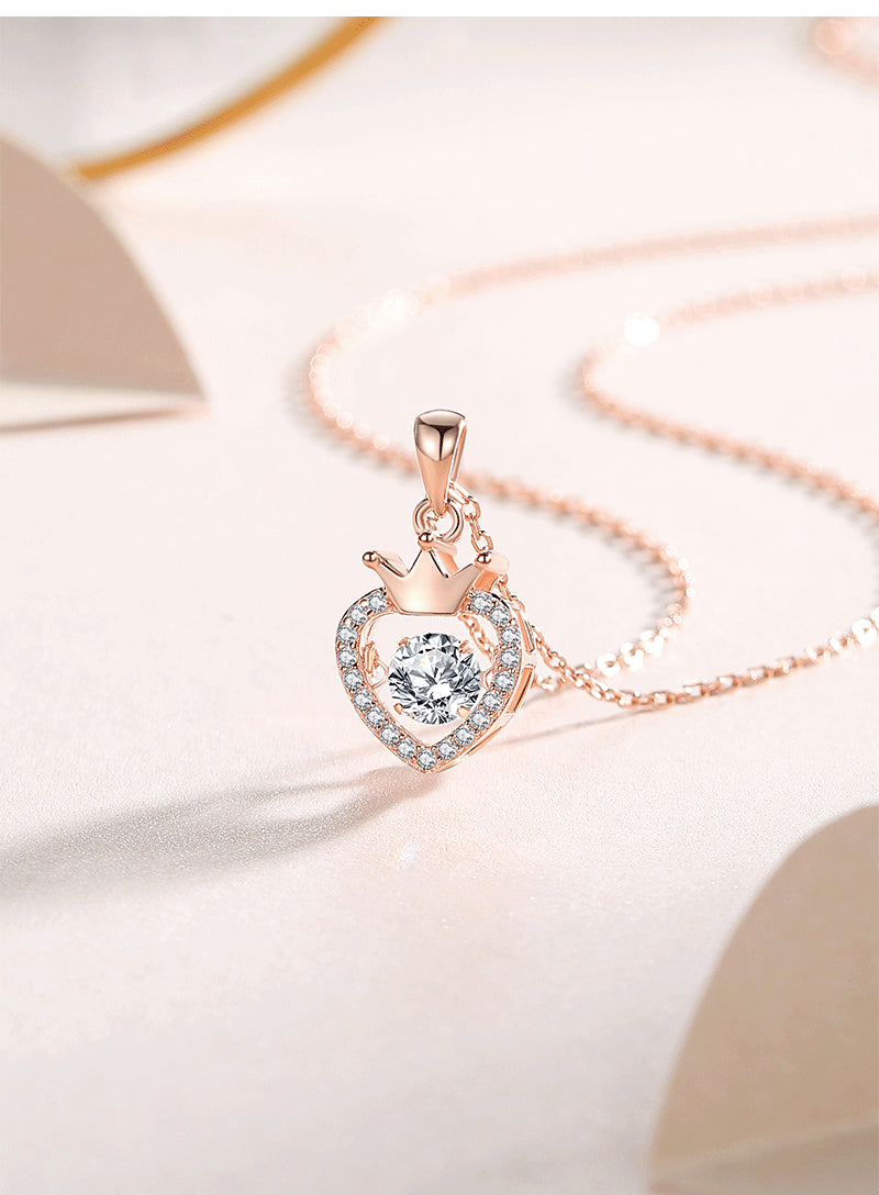 Dancing Moissanite Heart 925 Silver Necklace