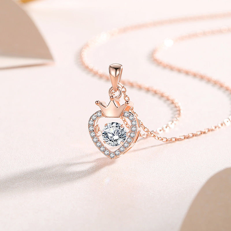 Dancing Moissanite Heart 925 Silver Necklace
