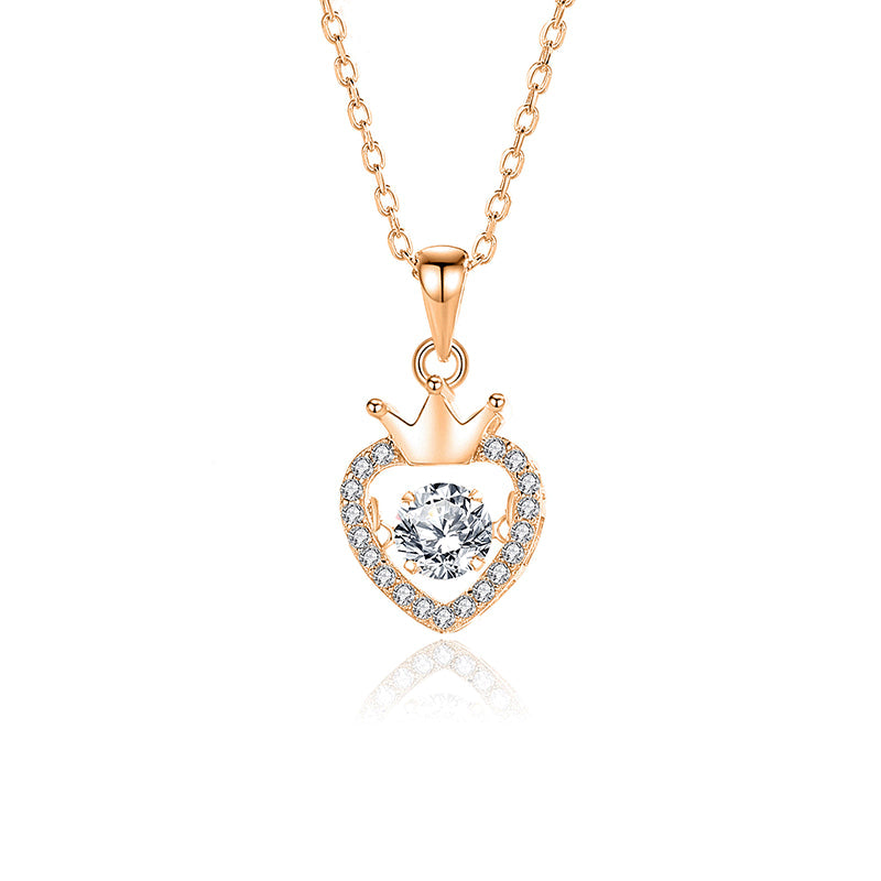 Dancing Moissanite Heart 925 Silver Necklace