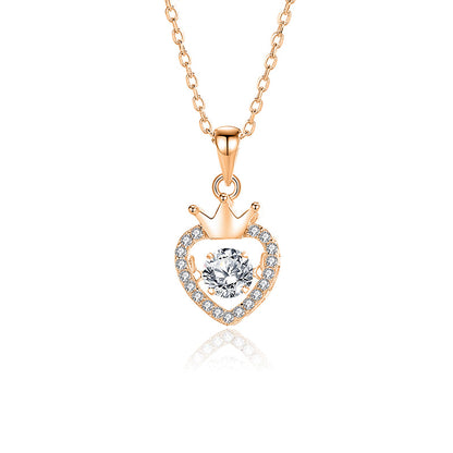 Dancing Moissanite Heart 925 Silver Necklace