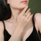 Pear Cut (Tear Drop) Lab Grown Emerald Halo 925 Sterling Silver Ring_SG