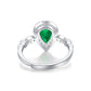 Pear Cut (Tear Drop) Lab Grown Emerald Halo 925 Sterling Silver Ring_SG