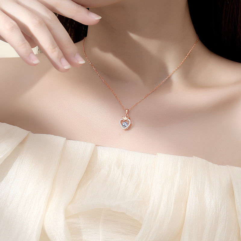 Dancing Moissanite Heart 925 Silver Necklace