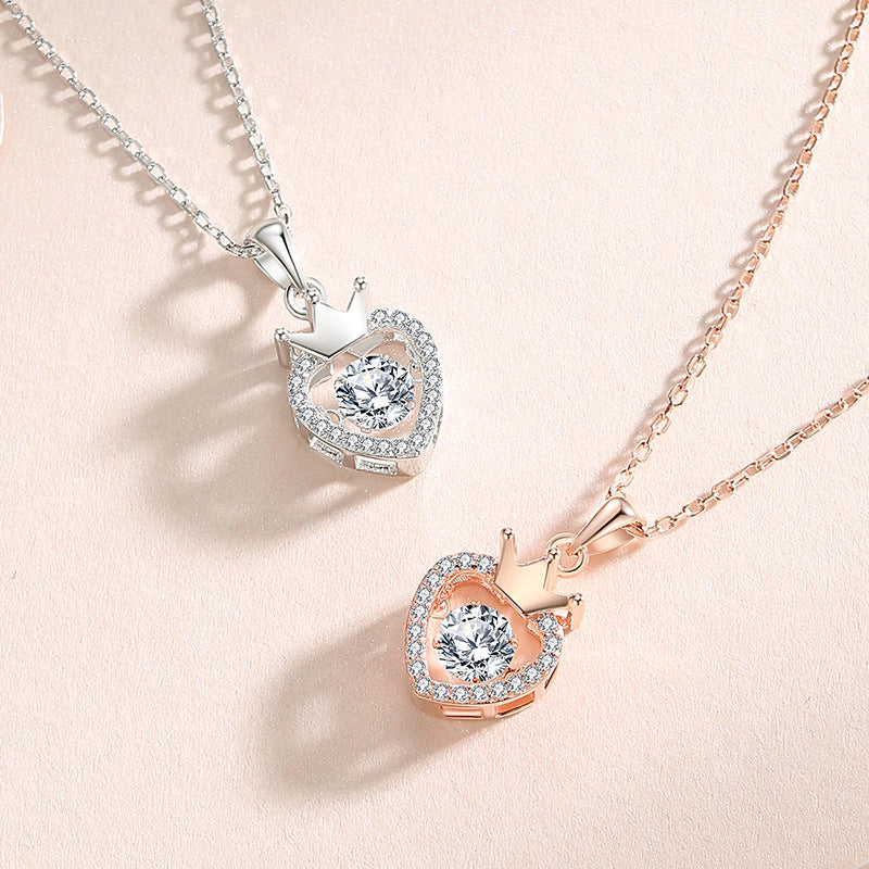 Dancing Moissanite Heart 925 Silver Necklace