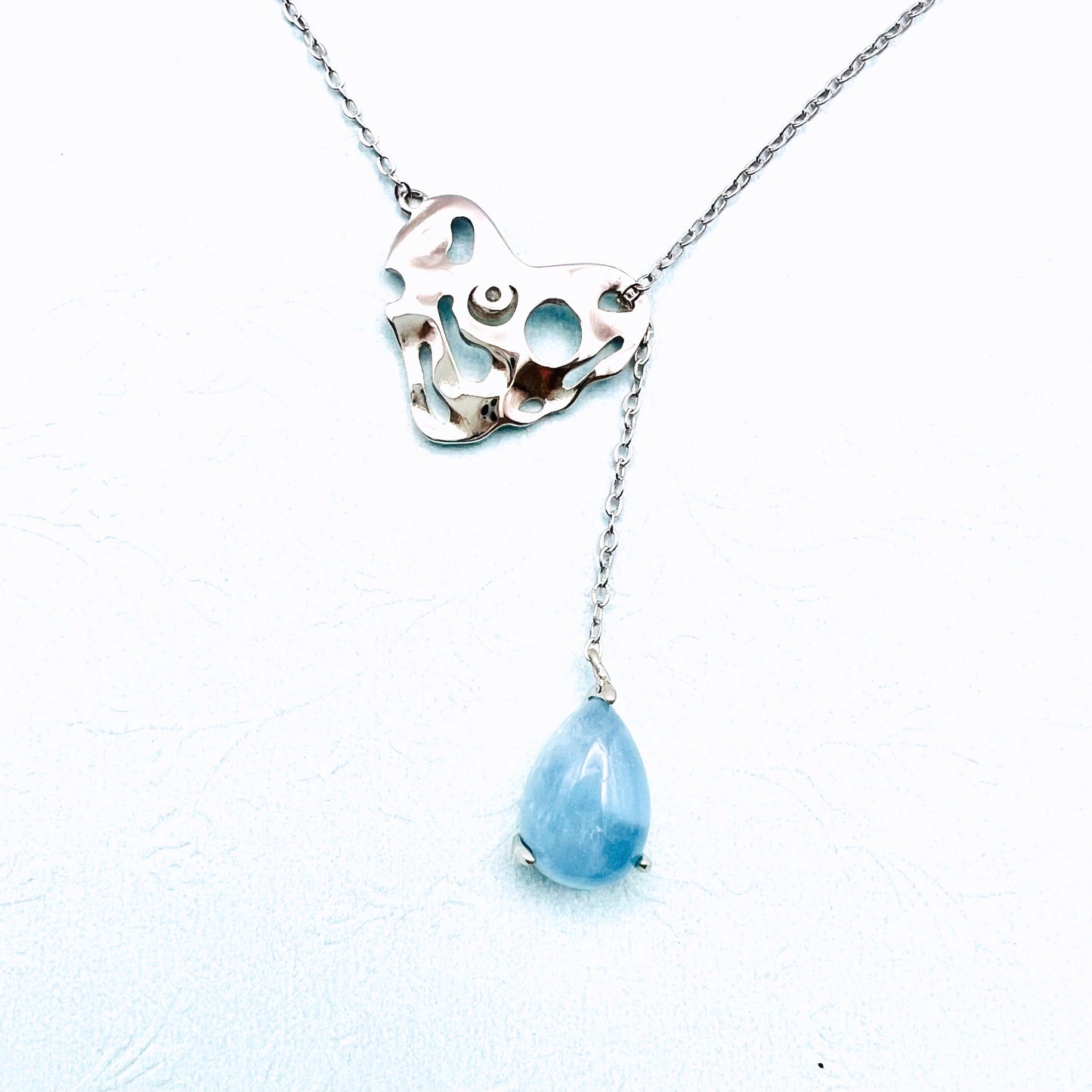 Aquamarine Hearts 925 Silver Necklace_SG