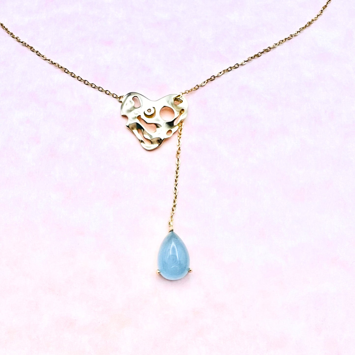 Aquamarine Hearts 925 Silver Necklace_SG