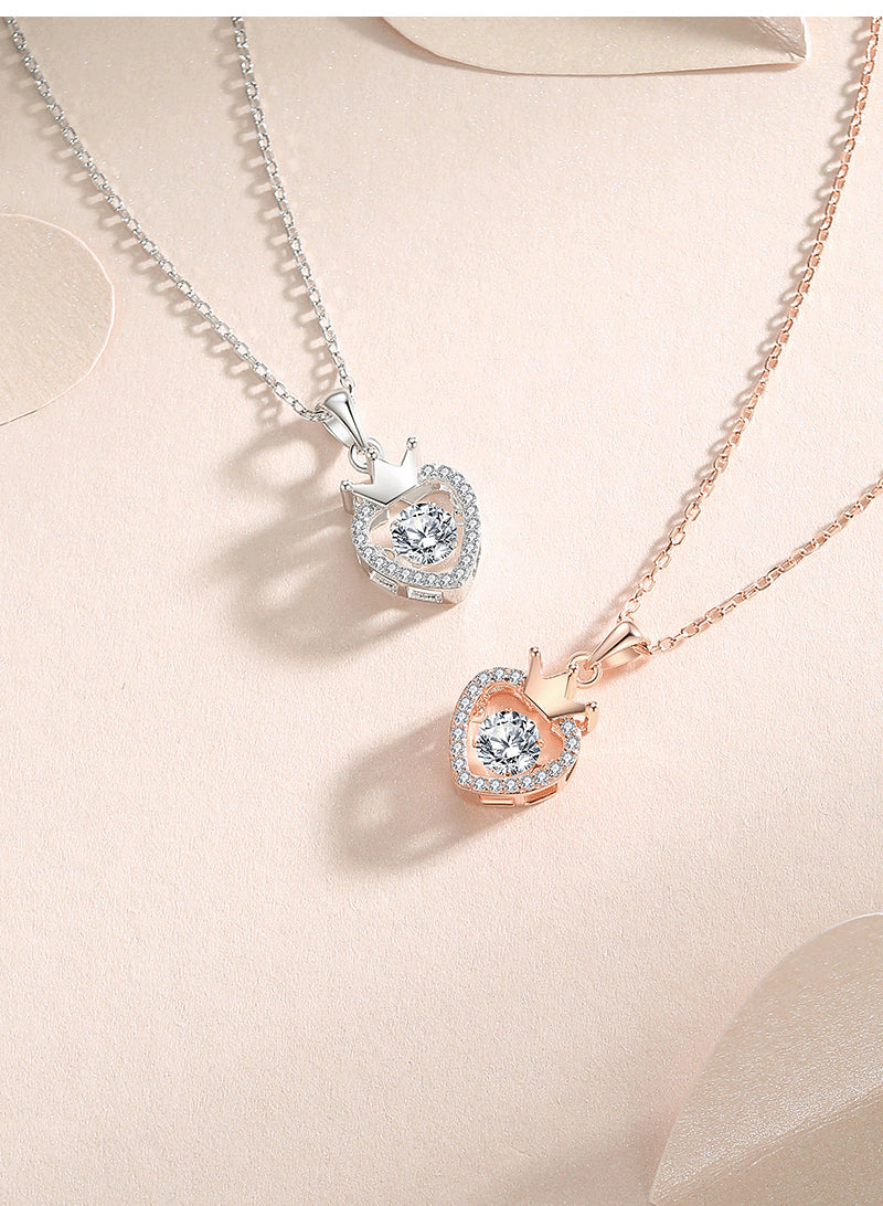 Dancing Moissanite Heart 925 Silver Necklace