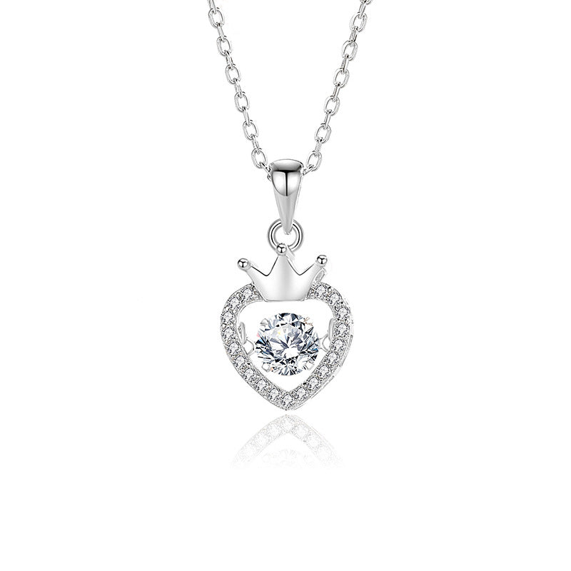Dancing Moissanite Heart 925 Silver Necklace