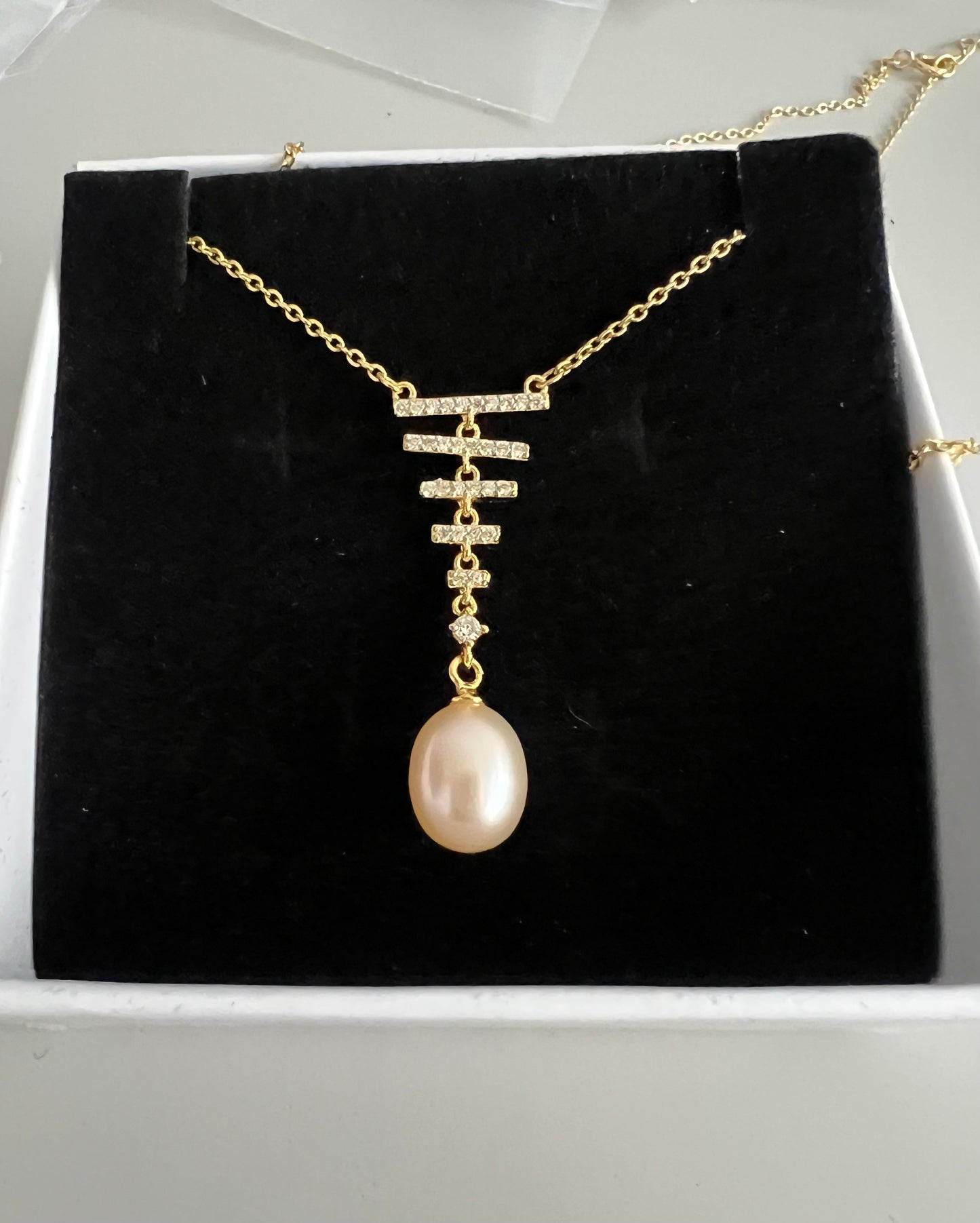 Ladder of Success Freshwater Pearl 925 Silver Necklace_SG