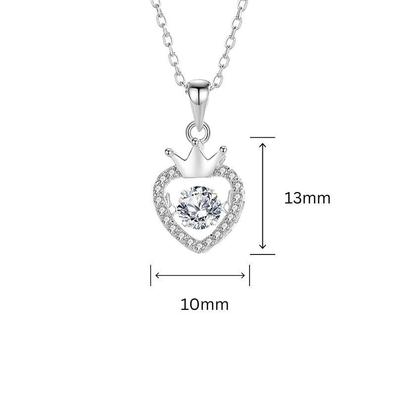 Dancing Moissanite Heart 925 Silver Necklace