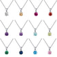 Solitaire CZ Birthstone Necklace (925 Silver)