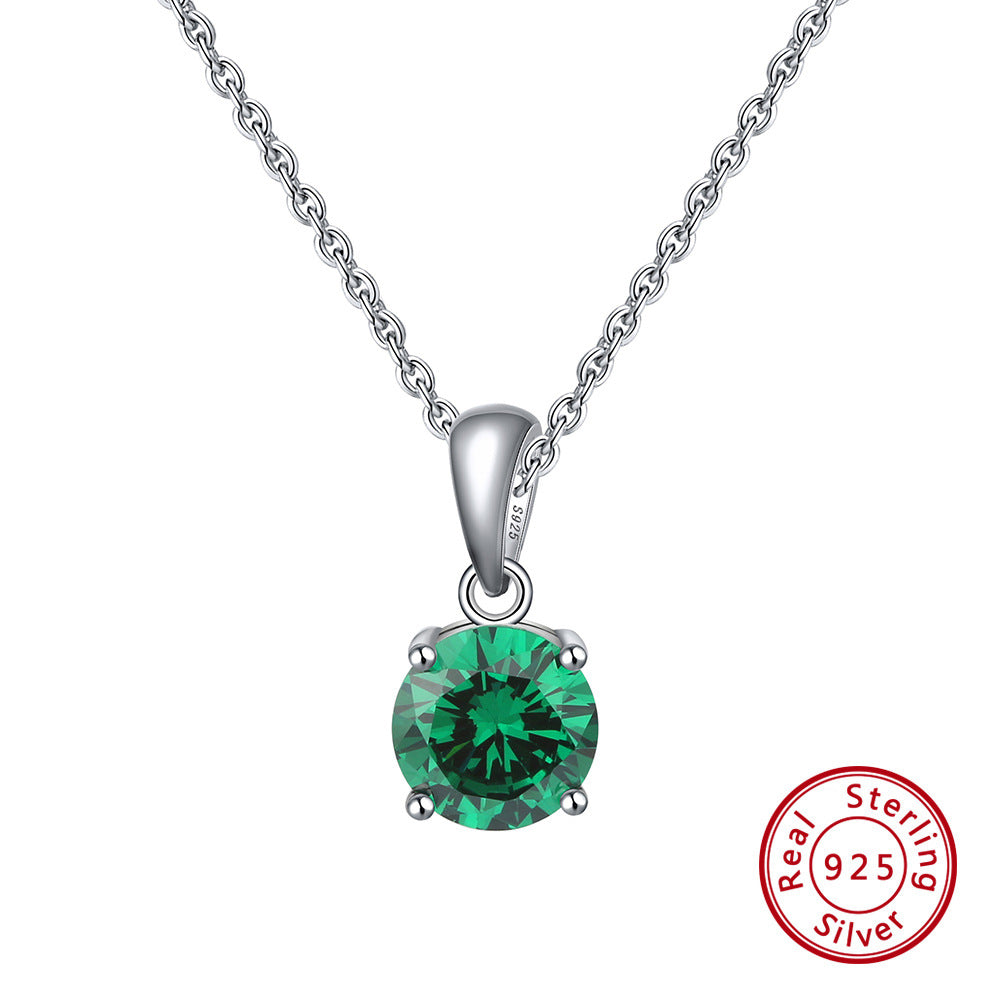 Solitaire CZ Birthstone Necklace (925 Silver)