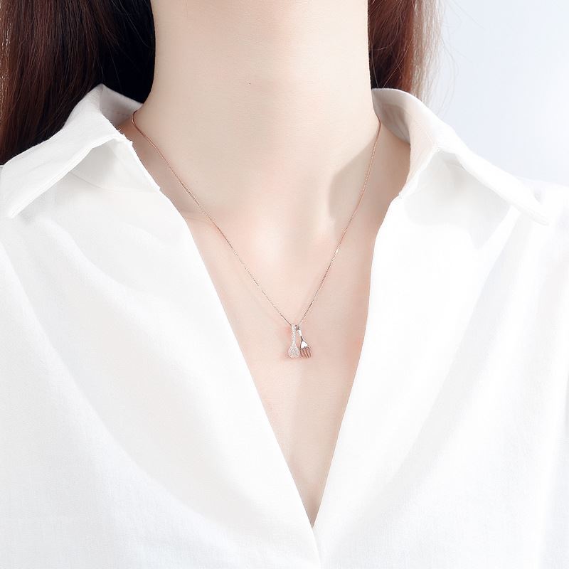 Perfect Pair Fork & Spoon 925 Silver Necklace