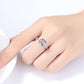 Square Cut Morganite CZ 925 Silver Ring_SG