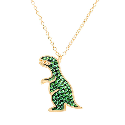 Tyrannosaurus Dinosaur CZ Necklace (925 Silver)